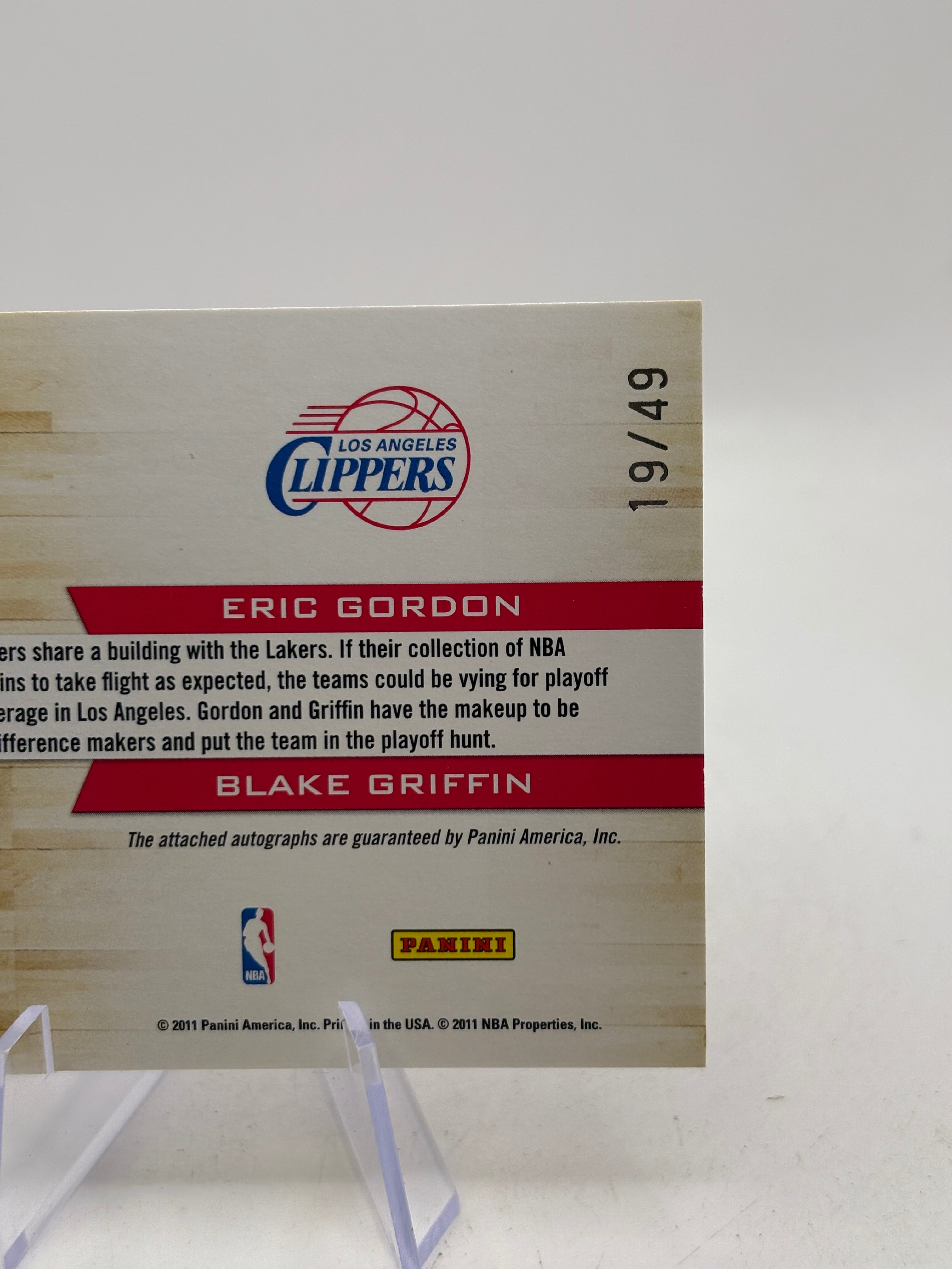 2010-11 Contenders Starting Blocks Dual Auto Eric Gordon Blake Griffin /49